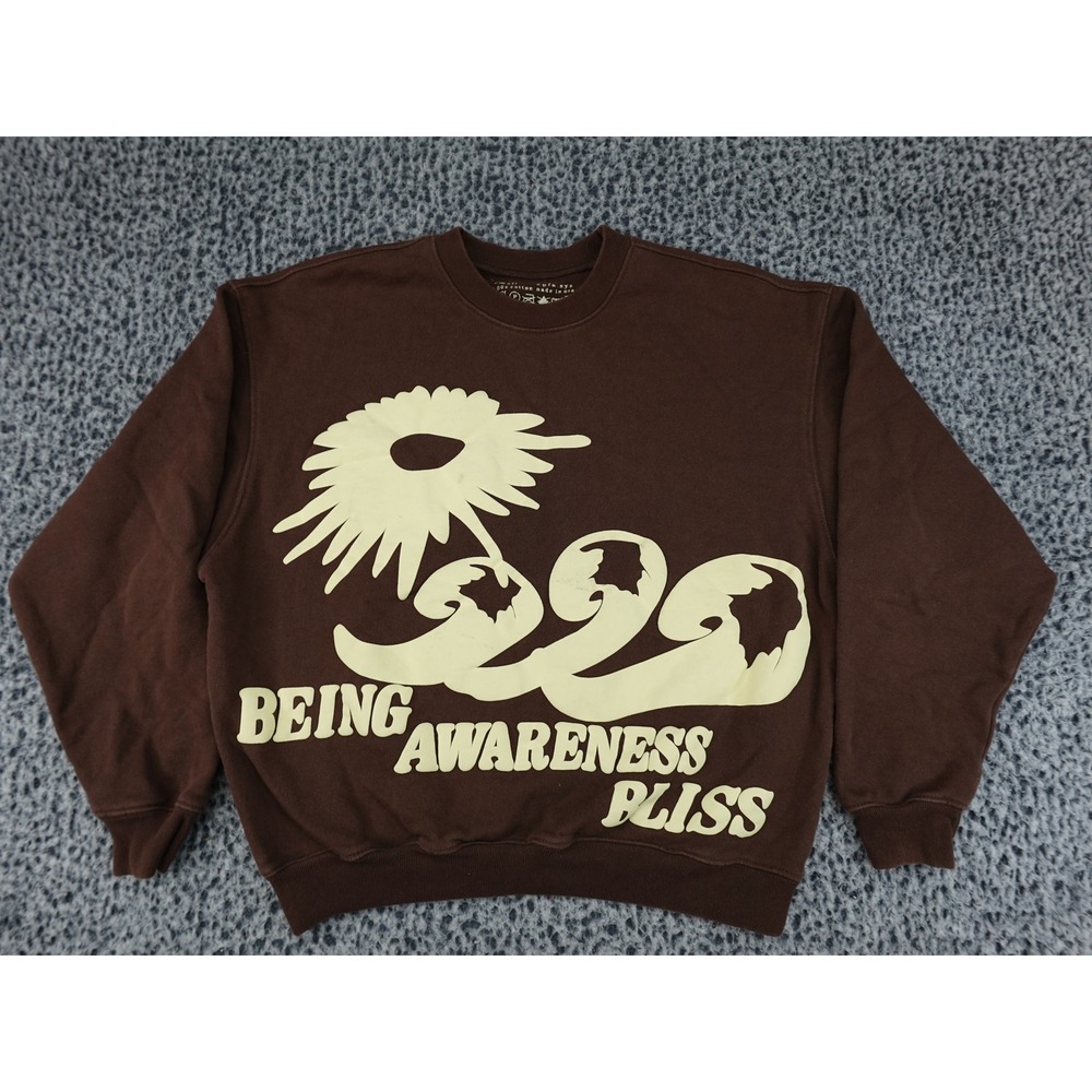 CPFM‎ Crewneck Sweatshirt Mens Small Brown Being Awareness Bliss Puff Print
